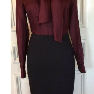 Ted Baker London Burgundy and Black Long Sleeve Dress
